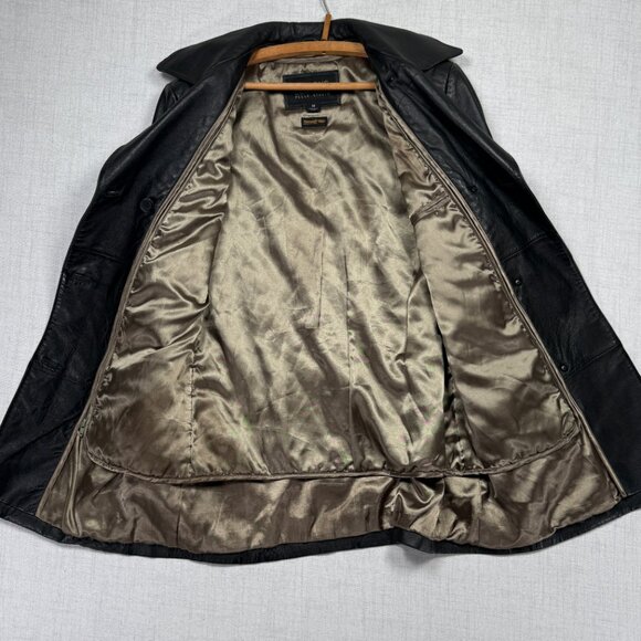 Y2K Wilsons Leather Pelle Studio Leather Trench Coat Double Breasted Size M - Picture 2 of 12